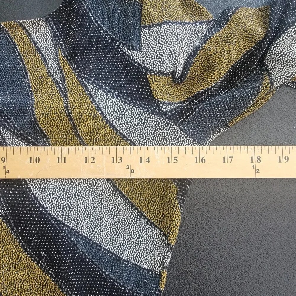 Privy Mini Dress Black Gold Sequin Long Sleeve Open Draped‎ Back Size Small EUC